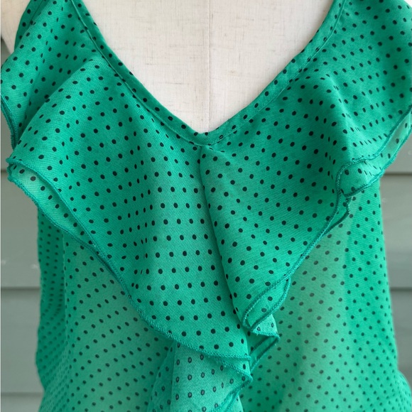 Green Polka Dot Ruffle Top - Picture 2 of 7